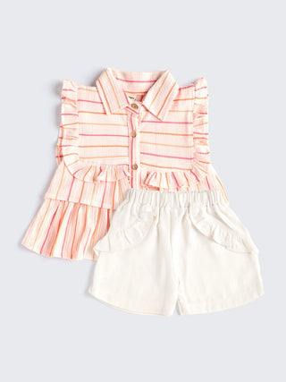Peachy Stripes Baby Girl 2 piece Set - Kidulan