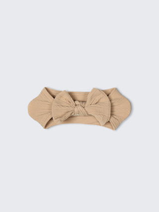 Soft Bow Baby Headband (2 - Color Set – Vanilla Beige & Warm Beige) - Kidulan