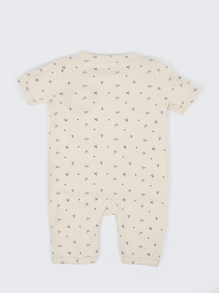 Unisex Printed Baby Jumpsuit - Off White - Kidulan