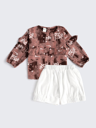 Baby Girl Modern Top & White Shorts Set - Kidulan