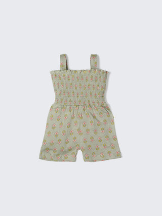 Floral Smocked Strap Baby Romper – Soft Cotton Summer Jumpsuit - Kidulan