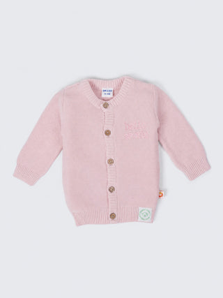 Baby Pink Organic Cotton Knitted Cardigan - Kidulan
