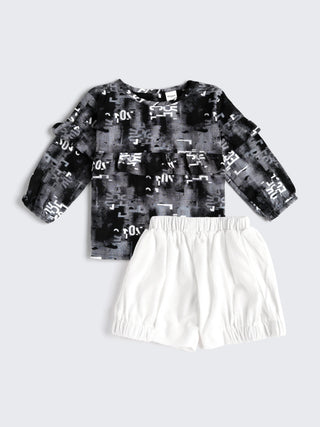 Baby Girl Modern Top & White Shorts Set - Kidulan