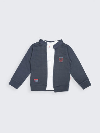 Navy Blue Jacket & Tee Layered Outfit - Kidulan