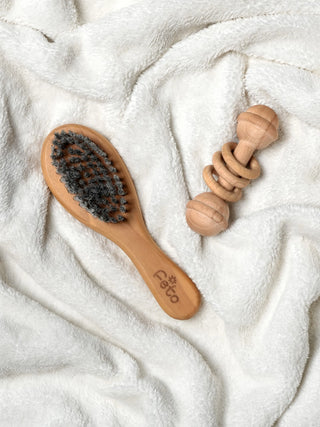Premium Baby Hairbrush and rattle toys for newborns - Kidulan