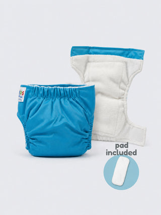 Newborn Reusable Cloth Diaper with Pad-Blue - Kidulan