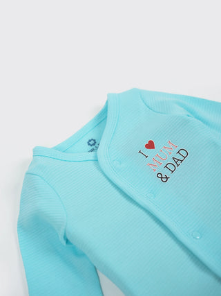 Baby Full Sleeve Jabla & Shorts Set - Blue - Kidulan