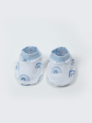 Newborn Cotton Cap, Mittens & Booties Set – Blue Rainbow - Kidulan