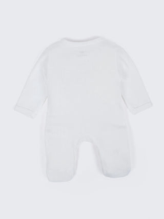 Unisex Solid White Baby Sleepsuit - Kidulan