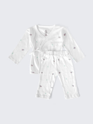 Elephant Print Kimono Style Wrap Top & Pant Set - Kidulan