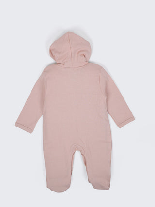 Unisex Baby Hooded Sleepsuit - Light Pink - Kidulan