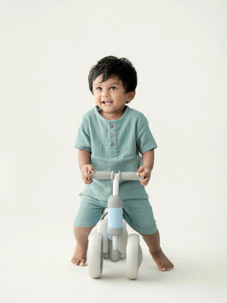 Sage Green Organic Cotton Muslin Co - ord Set - Kidulan