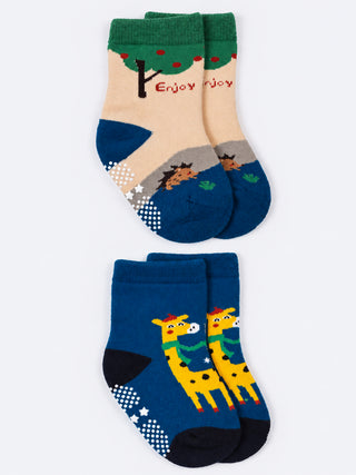 Kids Anti-Slip Cotton Crew Socks – 2 Pack - Kidulan