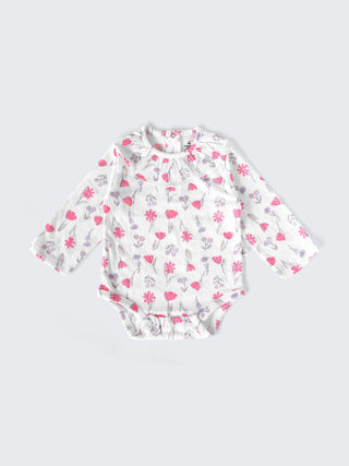 Floral Print Long Sleeve Baby Girl Bodysuit - Kidulan