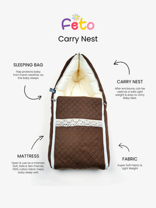 Baby Carry Nest – Brown Cotton Soft Newborn Sleeping Bag - Kidulan