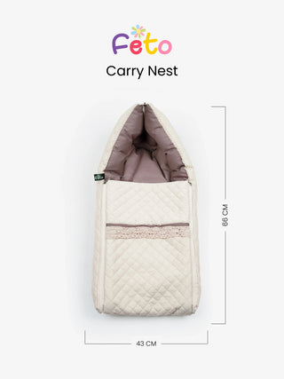 Baby Carry Nest – Quilted Cream Beige Soft Newborn Sleeping Bag - Kidulan