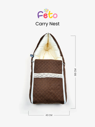 Baby Carry Nest – Brown Cotton Soft Newborn Sleeping Bag - Kidulan