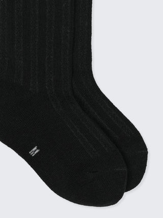 Baby Girl Knee - High Ribbed Socks with Bow – Black - Kidulan