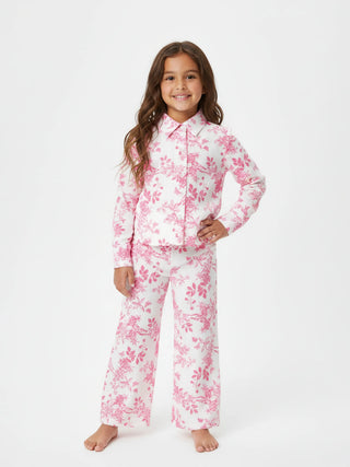 Girls Pink Floral Print Comfy Co - ord Set - Kidulan