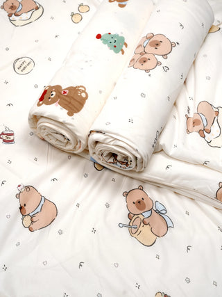 Cute Bear Print Baby Swaddling Blanket – Soft Cotton Newborn Receiving Blanket for Swaddle & Baby Wrap - Kidulan