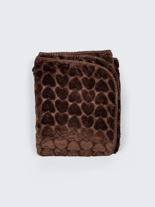 Brown Soft Baby Swaddling Blanket – Plush Receiving Blanket with Heart Embossed Design - Kidulan
