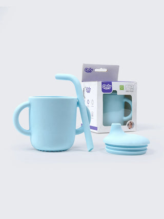 Silicone Training Sippy Cup with Straw & Handles – (Blue) - Kidulan