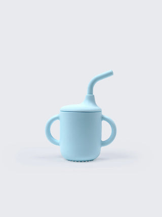 Silicone Training Sippy Cup with Straw & Handles – (Blue) - Kidulan