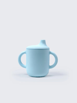 Silicone Training Sippy Cup with Straw & Handles – (Blue) - Kidulan