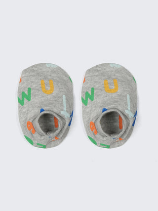 Alphabet Print Baby Mittens & Booties Set (2 Pairs) - Kidulan