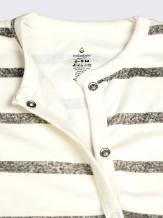 Classic Striped Full Sleeves Unisex Footed Sleepsuit - Kidulan