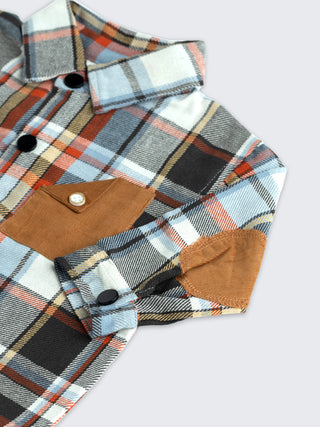 Boys Brown & Blue Check Shirt - Kidulan