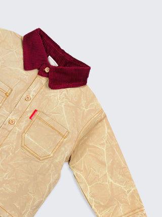 Boys Crinkle Shirt with Corduroy Collar - Kidulan