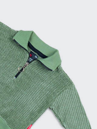 Kids High - Neck Sweatshirt – Olive Green - Kidulan