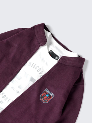Maroon Charm Kids Jacket & Printed Tee Set - Kidulan