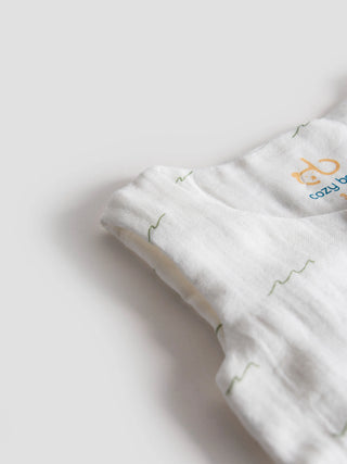 Organic Cotton White Jabla – Green Scribble Print - Kidulan