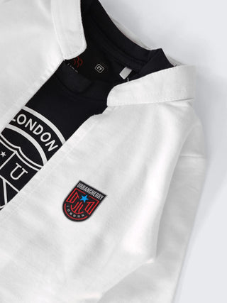 Classic Shield Jacket Set – White & Black - Kidulan