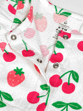 Cherry Delight Ruffle Sleeve Baby Girl Romper - Kidulan