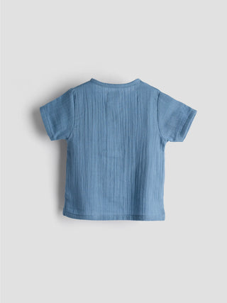 Unisex Organic Cotton Muslin Summer Set – Sky Blue - Kidulan