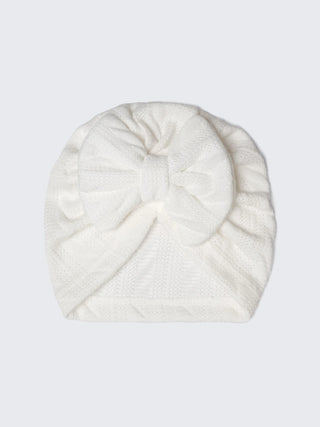 Knit Bow Turban Caps for Babies – Set of 2 (Neutral Shades) - Kidulan