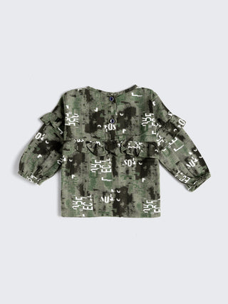 Olive color Top & Corduroy Shorts Set - Kidulan