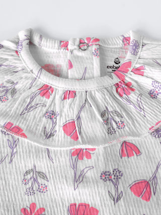 Floral Print Long Sleeve Baby Girl Bodysuit - Kidulan