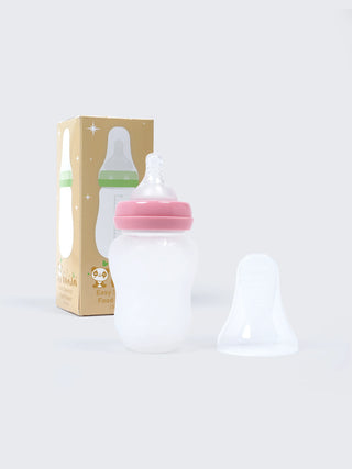 3 in 1 BPA Free Silicone Baby Feeding Bottle - Pink - Kidulan