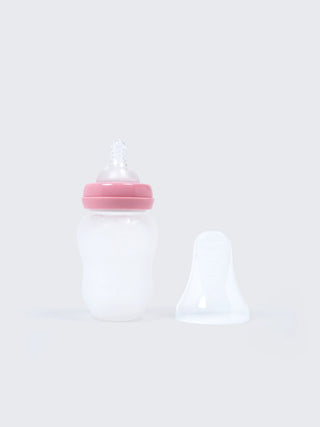 3 in 1 BPA Free Silicone Baby Feeding Bottle - Pink - Kidulan