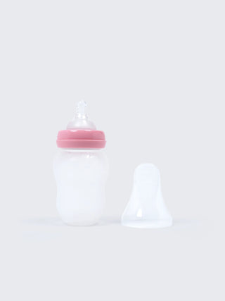 3 in 1 BPA Free Silicone Baby Feeding Bottle - Pink - Kidulan