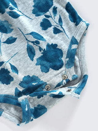 Blue Floral Full Sleeve Baby Girl Bodysuit - Kidulan