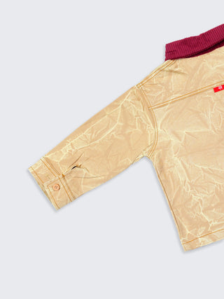 Boys Crinkle Shirt with Corduroy Collar - Kidulan