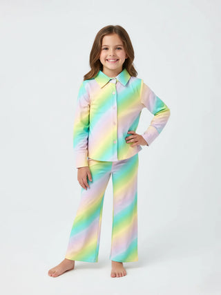 Girls Rainbow Pastel Comfy Co - ord Set - Kidulan