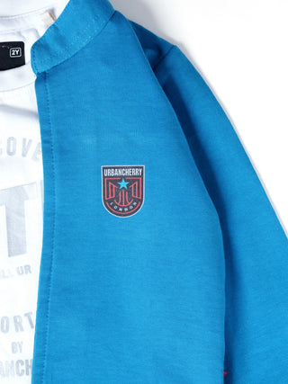 Blue Layered Jacket & T-Shirt Set for Kids - Kidulan