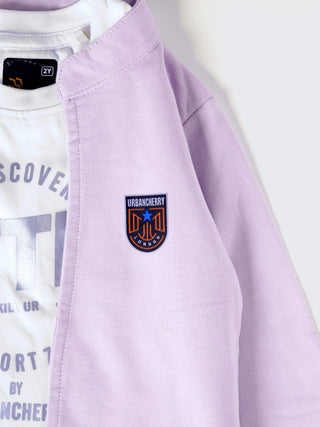 Lilac Varsity Jacket with BETR Graphic Tee - Kidulan