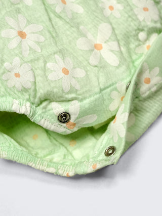 Daisy Bloom Frill Strap Baby Girl Romper – Soft Green - Kidulan
